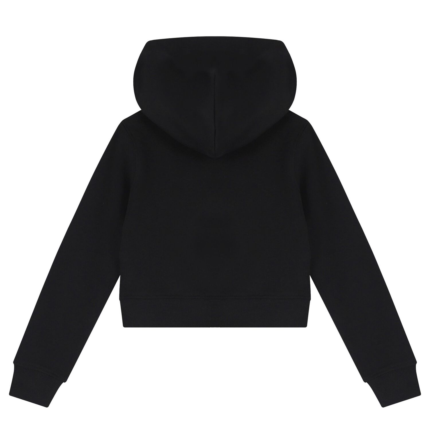 Girls Black Logo Hooded Zip Up Top, 1, hi-res