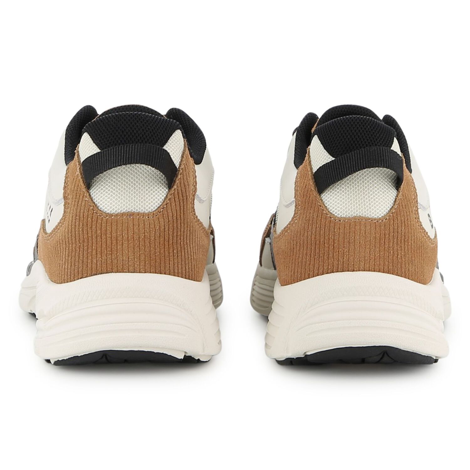 Boys White & Beige Logo Leather Trainers, 1, hi-res
