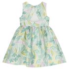 Girls Green Floral Dress, 2, hi-res