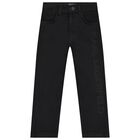 بنطلون أولاد جينز بالشعار باللون الأسود, 1, hi-res