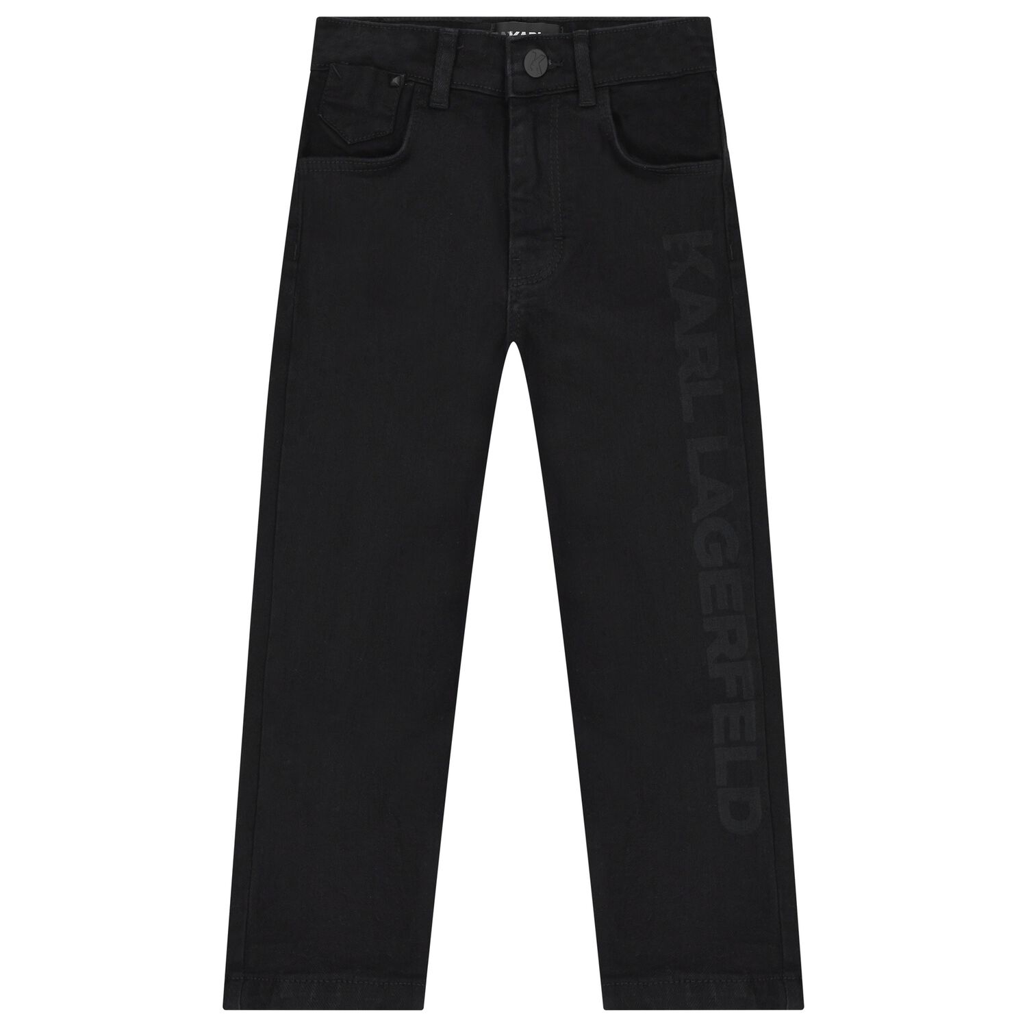 بنطلون أولاد جينز بالشعار باللون الأسود, 1, hi-res image number null