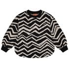 Girls Black & Ivory Zig Zag Sweatshirt, 1, hi-res