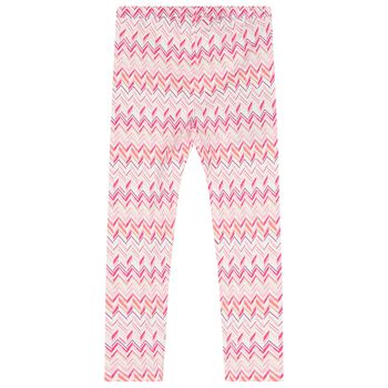 بنطلون ضيق باللون أبيض ووردي بنقشة متعرجة للبنات