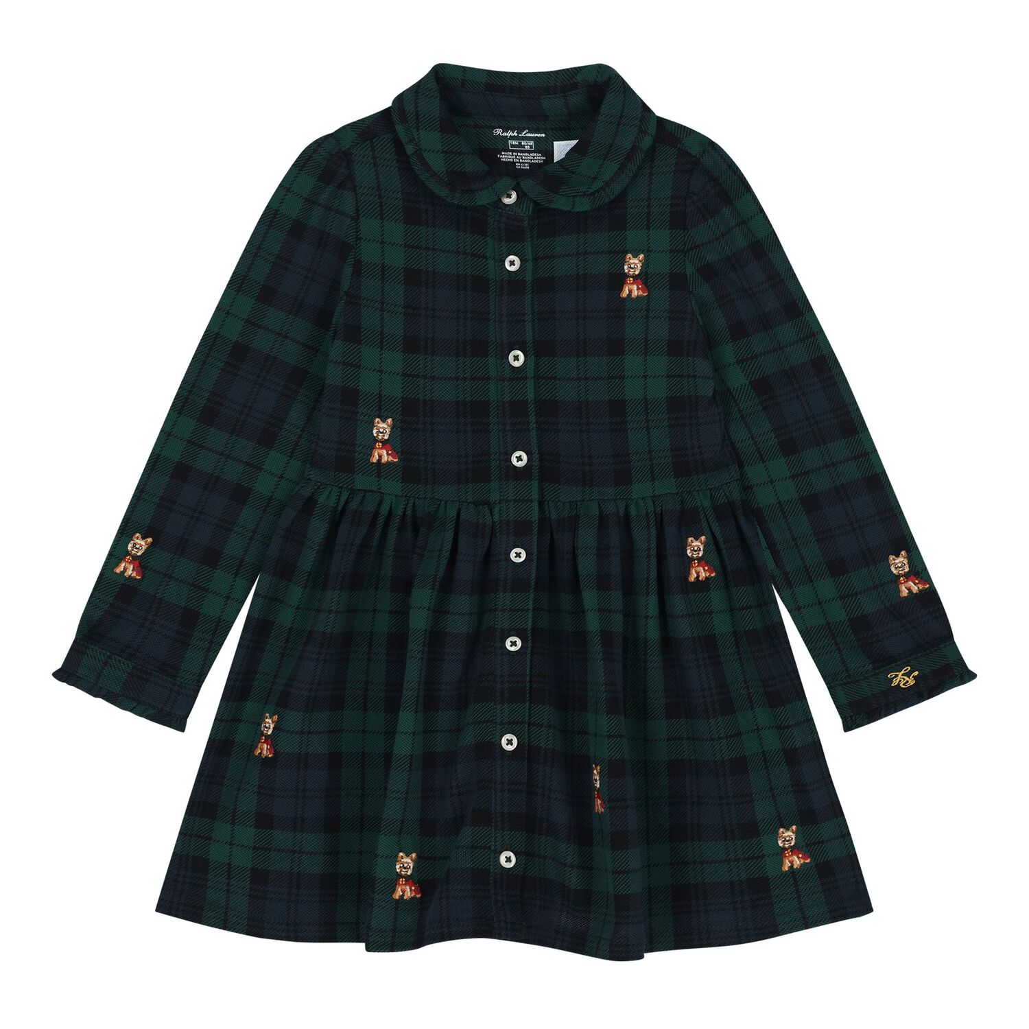 Baby Girls Green & Black Tartan Dress Set, 1, hi-res