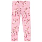 Girls Pink Logo Cherry Blossom Leggings, 1, hi-res