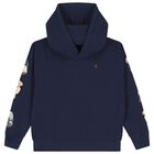 Girls Navy Blue Polo Bear Hooded Top, 1, hi-res