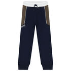 Boys Navy, White & Khaki Logo Joggers, 1, hi-res