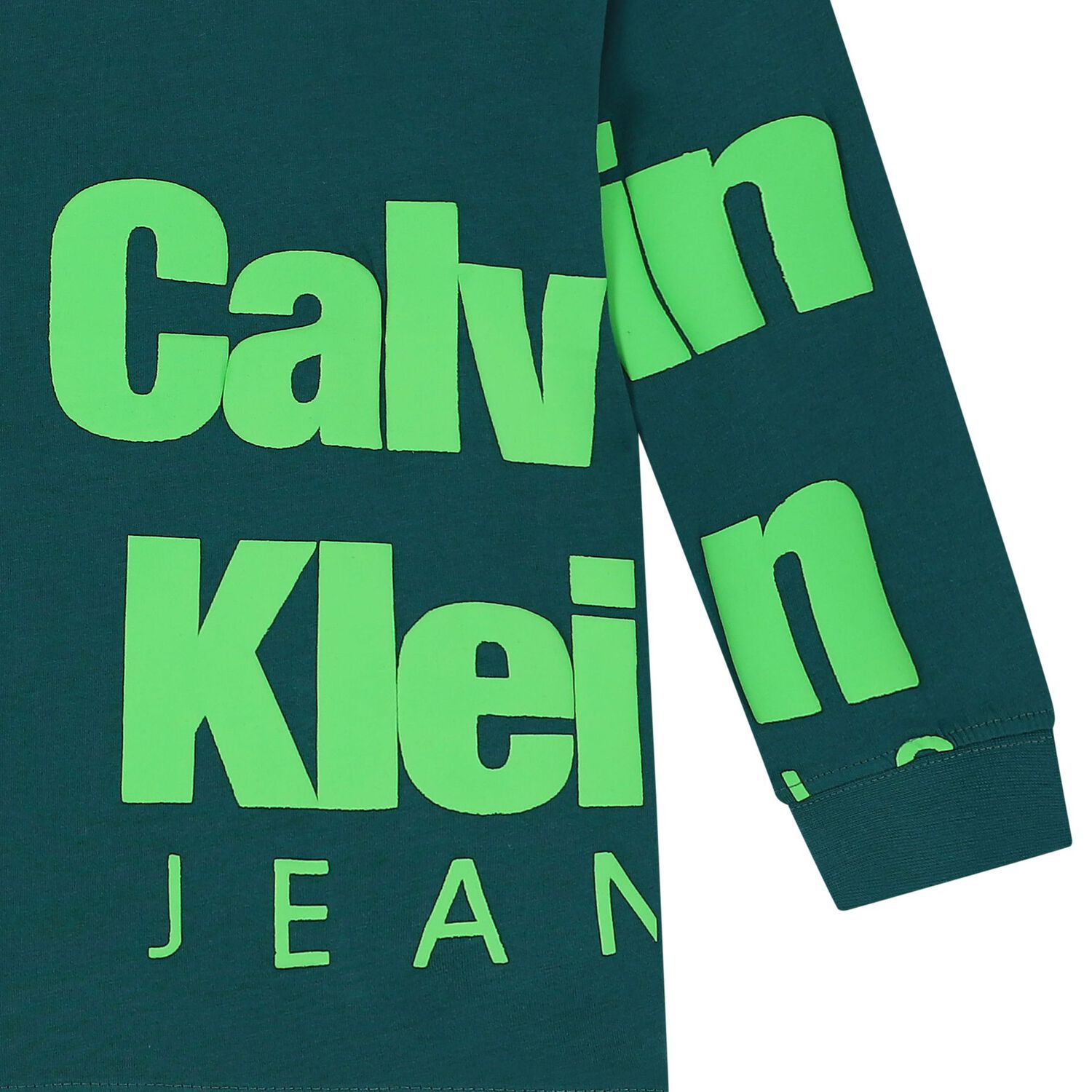 توب أولاد بأكمام بالشعار باللون الأخضر, 2, hi-res