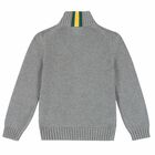 Boys Grey Logo Knitted Logo Sweater, 1, hi-res