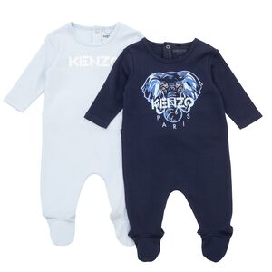 Baby Boys Navy & Blue Logo Babygrow ( 2-Pack )