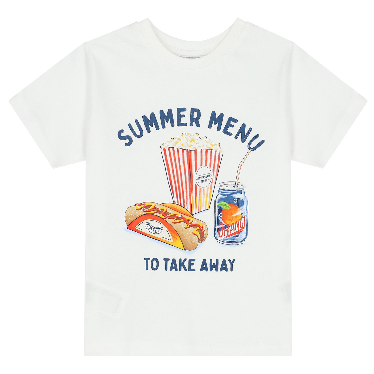 Boys White Pop Corn T-Shirt, 1, hi-res