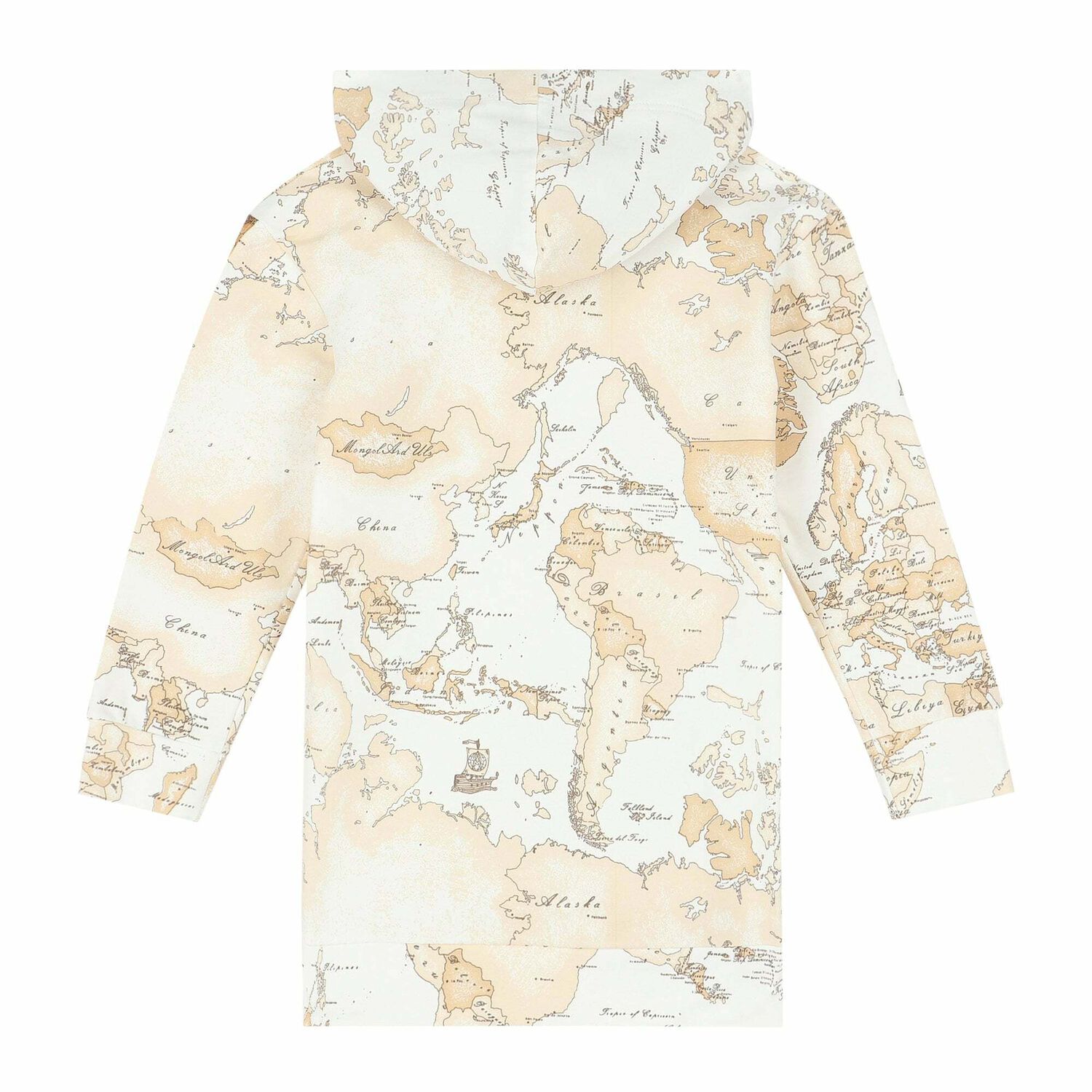 Girls Beige Geo Map Logo Dress, 1, hi-res image number null