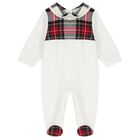 Baby Boys Ivory Tartan Babygrow, 1, hi-res