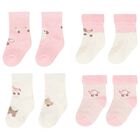Baby Girls Pink & Ivory Socks ( 4 Pack ), 3, hi-res