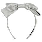 Girls Metallic Silver Bow Headband, 1, hi-res