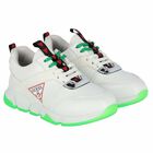 Boys White & Green Logo Trainers, 1, hi-res