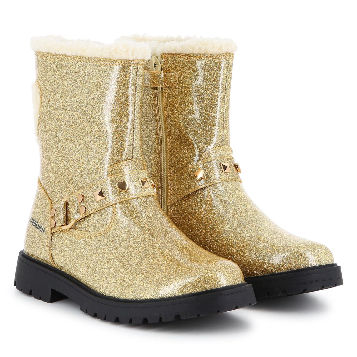 Girls Gold Glitters Boots, 1, hi-res