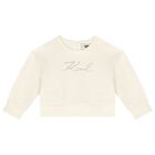 Younger Girls Ivory & Black Logo Skirt Set, 1, hi-res