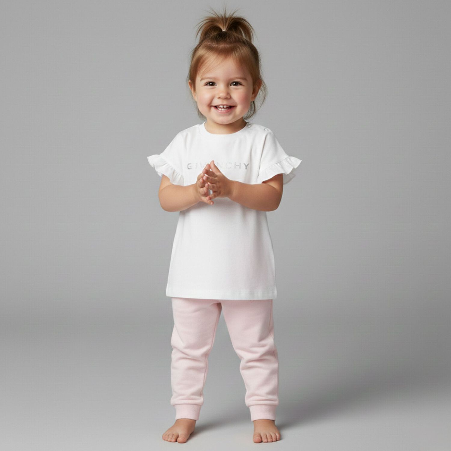 تيشيرت بنات بالشعار باللون الابيض , 1, hi-res