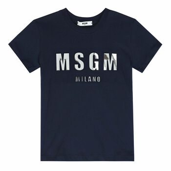 Navy Logo Cotton T-Shirt
