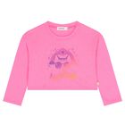 Girls Pink Cat Long Sleeve Top, 1, hi-res