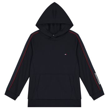 Boys Navy Blue Logo Hooded Top