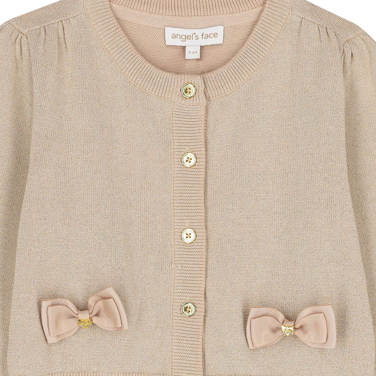 Girls Gold Bow Cardigan, 1, hi-res
