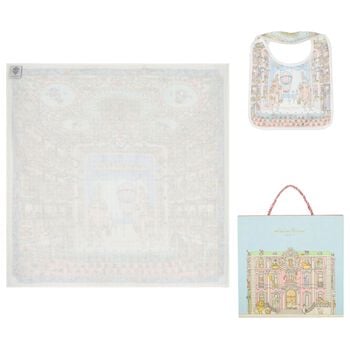Ivory & Blue Ballet de Paris Baby Carr&eacute; Swaddle & Bib Gift Set