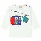 Boys White Yeti & Dino Long Sleeve Top, 1, hi-res