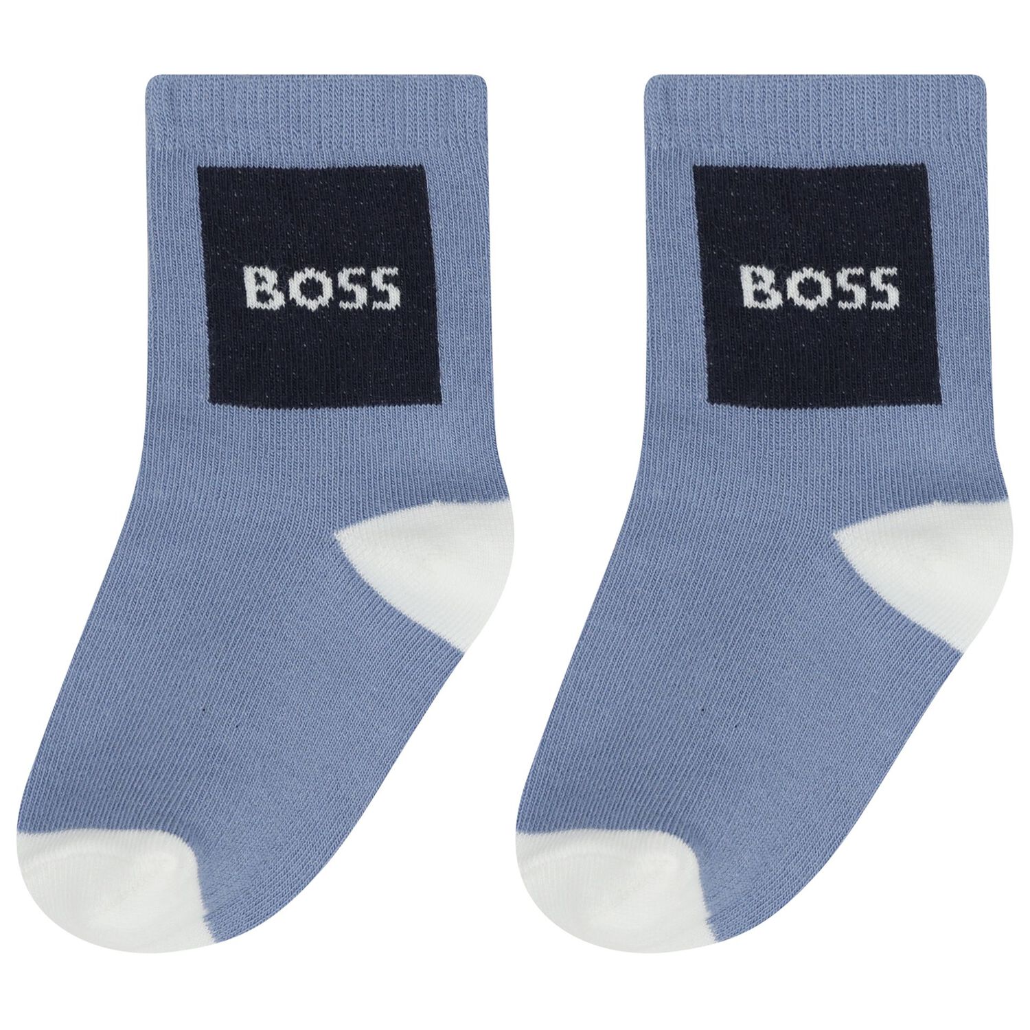 Baby Boys White & Blue Logo Socks ( 3-Pack ) , 2, hi-res