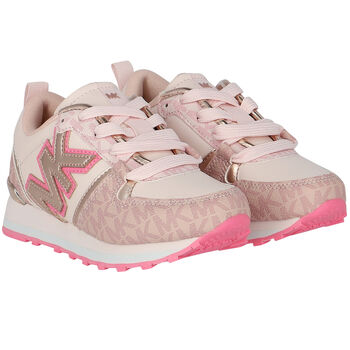 Girls Pink & Gold Logo Trainers