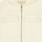 Girls Ivory Logo Hooded Zip Up Top, 1, hi-res