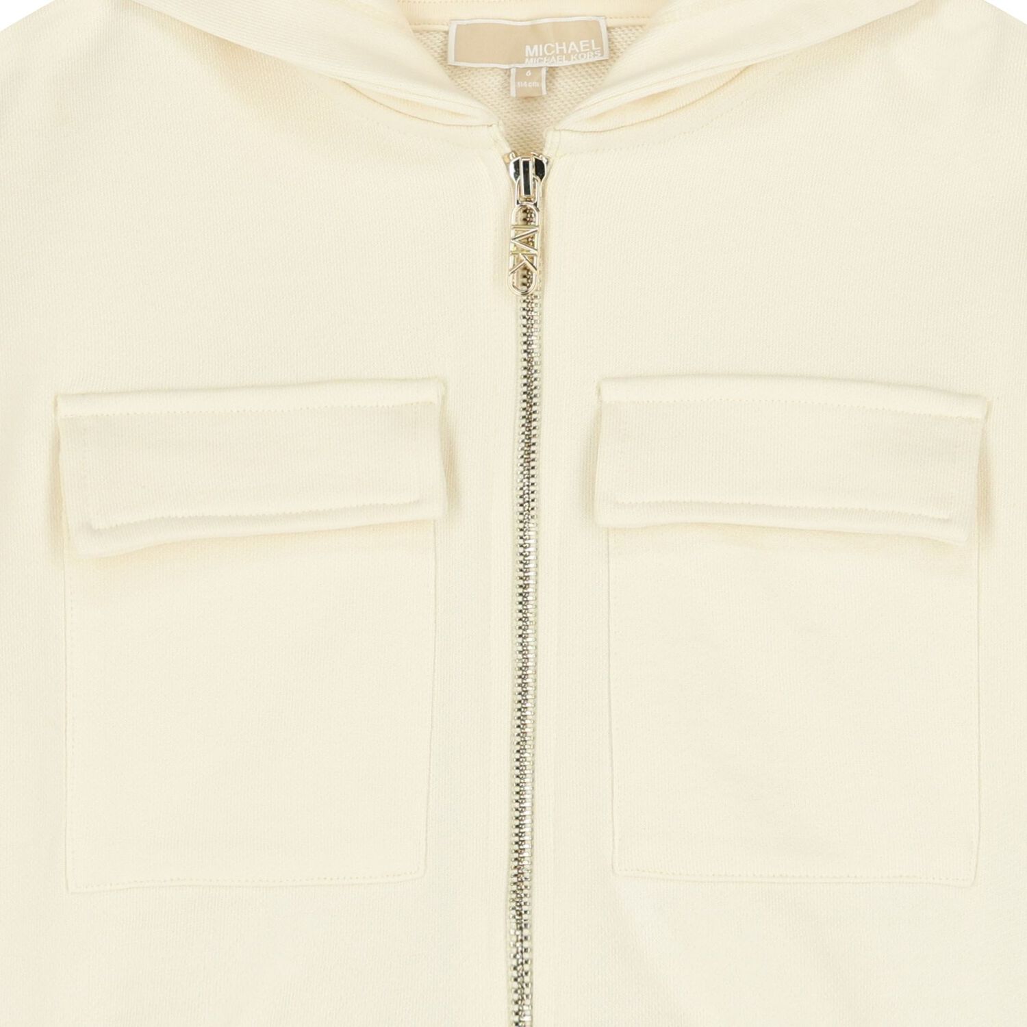 Girls Ivory Logo Hooded Zip Up Top, 1, hi-res