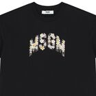 Girls Black Logo Sequin Flower T-Shirt, 1, hi-res