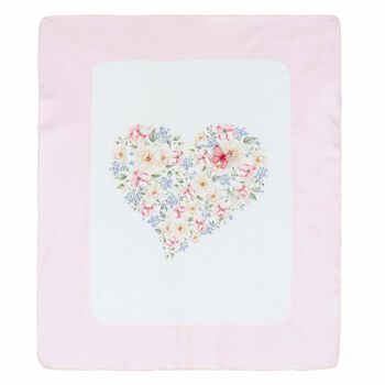 Baby Girls White & Pink Floral Blanket & Hat Gift Set