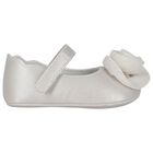 Baby Girls Silver Flower Pre Walker Shoes, 2, hi-res