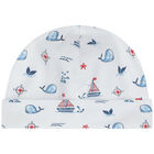 Baby Boys White Sail & Whale Hat, 1, hi-res