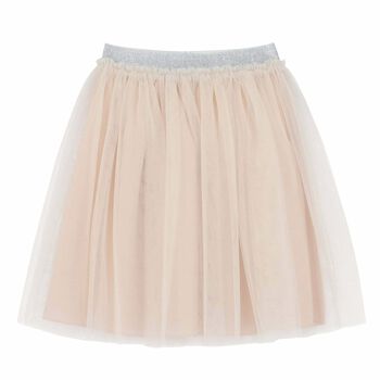 Girls Pink & Silver Tulle Skirt