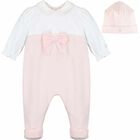 Baby Girls White & Pink Babygrow & Hat Set, 1, hi-res