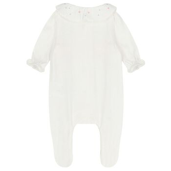 Baby Girls Ivory Embroidered Babygrow