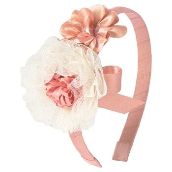 Girls Pink & Ivory Flower Headband