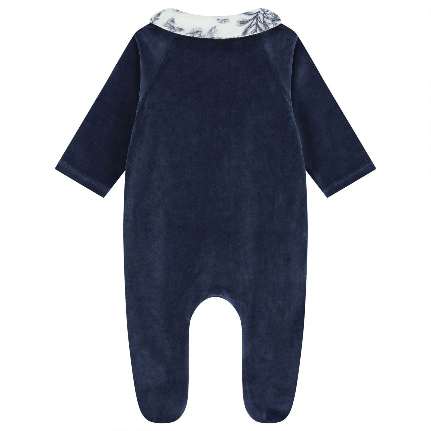 Baby Boys Navy Blue & Ivory Toile De Jouy Babygrow, 1, hi-res