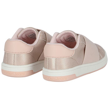 Girls Rose Gold & Pink Logo Trainers