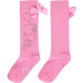 Girls Pink Bow Socks
