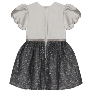 Girls Grey Satin & Sequin Dress, 1 Girls Grey Satin & Sequin Dress