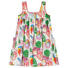 Girls Ivory Animals & Leaves Dress, 1, hi-res