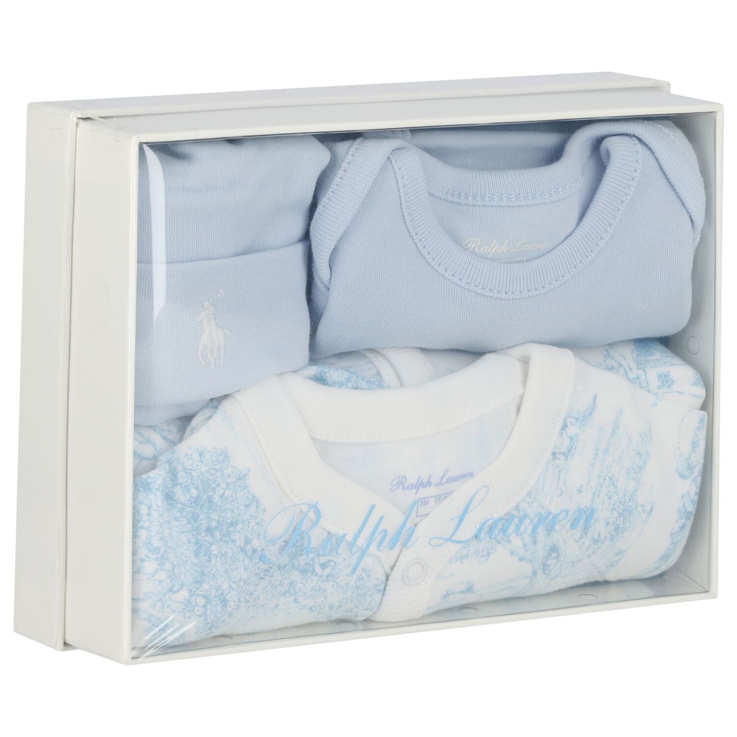 Baby Boys Ivory & Blue Babygrow Gift Set, 1, hi-res