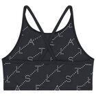 بلوزة بالشعار باللون الاسود للبنات, 1, hi-res