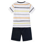Boys White & Navy Striped Shorts Set, 2, hi-res