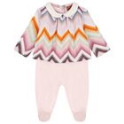 Baby Girls Ivory & Pink Logo Zig Zag Babygrow Gift Set, 1, hi-res